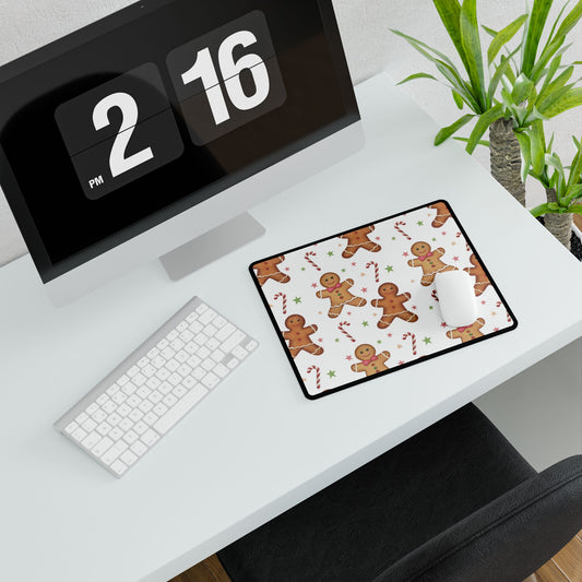 Gingerbread Mouse Pad, Cute Desk Accessory, Holiday Office Decor, Christmas Stocking Stuffer, Hand Drawn Decorative Mat
