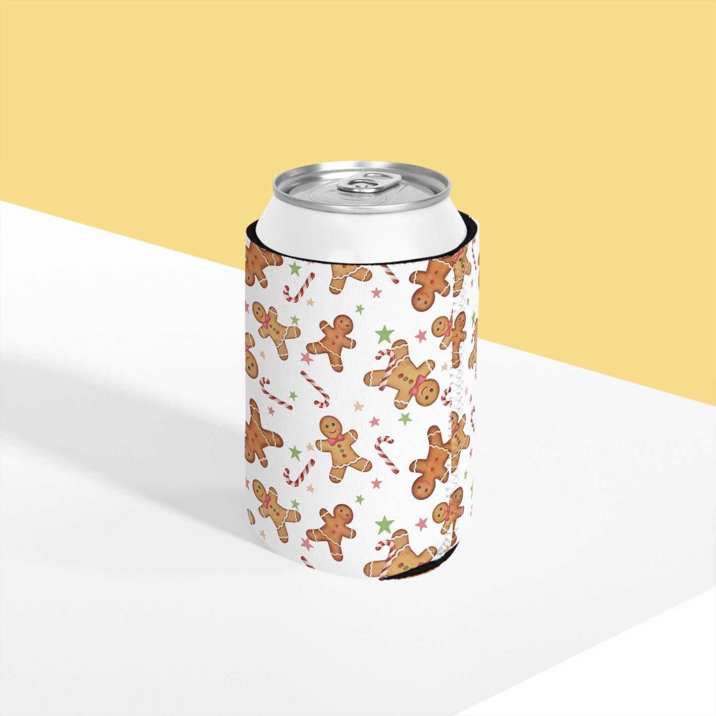 Gingerbread Christmas Can Cooler Sleeve - Holiday Koozies, Festive Drink Holder, Winter Beverage Insulator, Xmas Gift, Stocking Stuffer