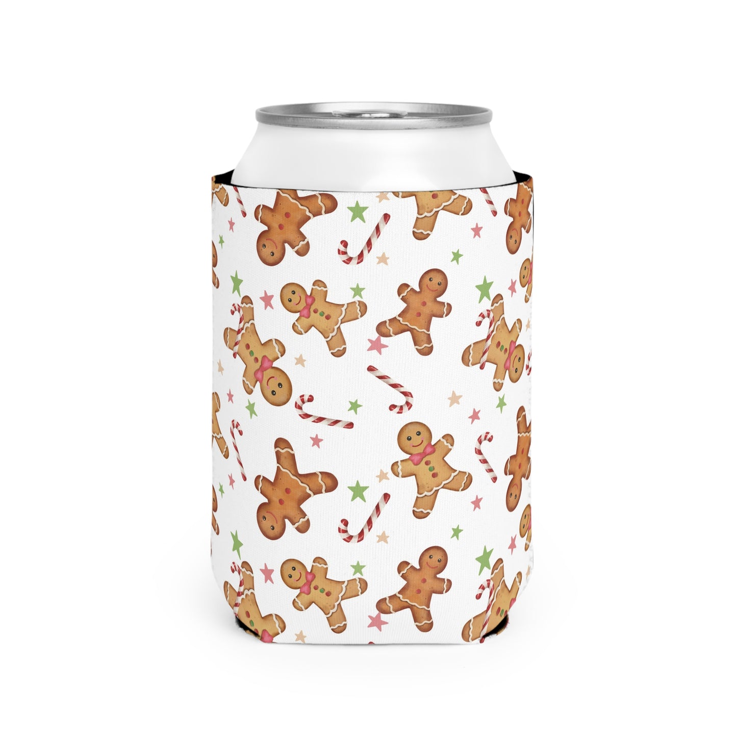 Gingerbread Christmas Can Cooler Sleeve - Holiday Koozies, Festive Drink Holder, Winter Beverage Insulator, Xmas Gift, Stocking Stuffer