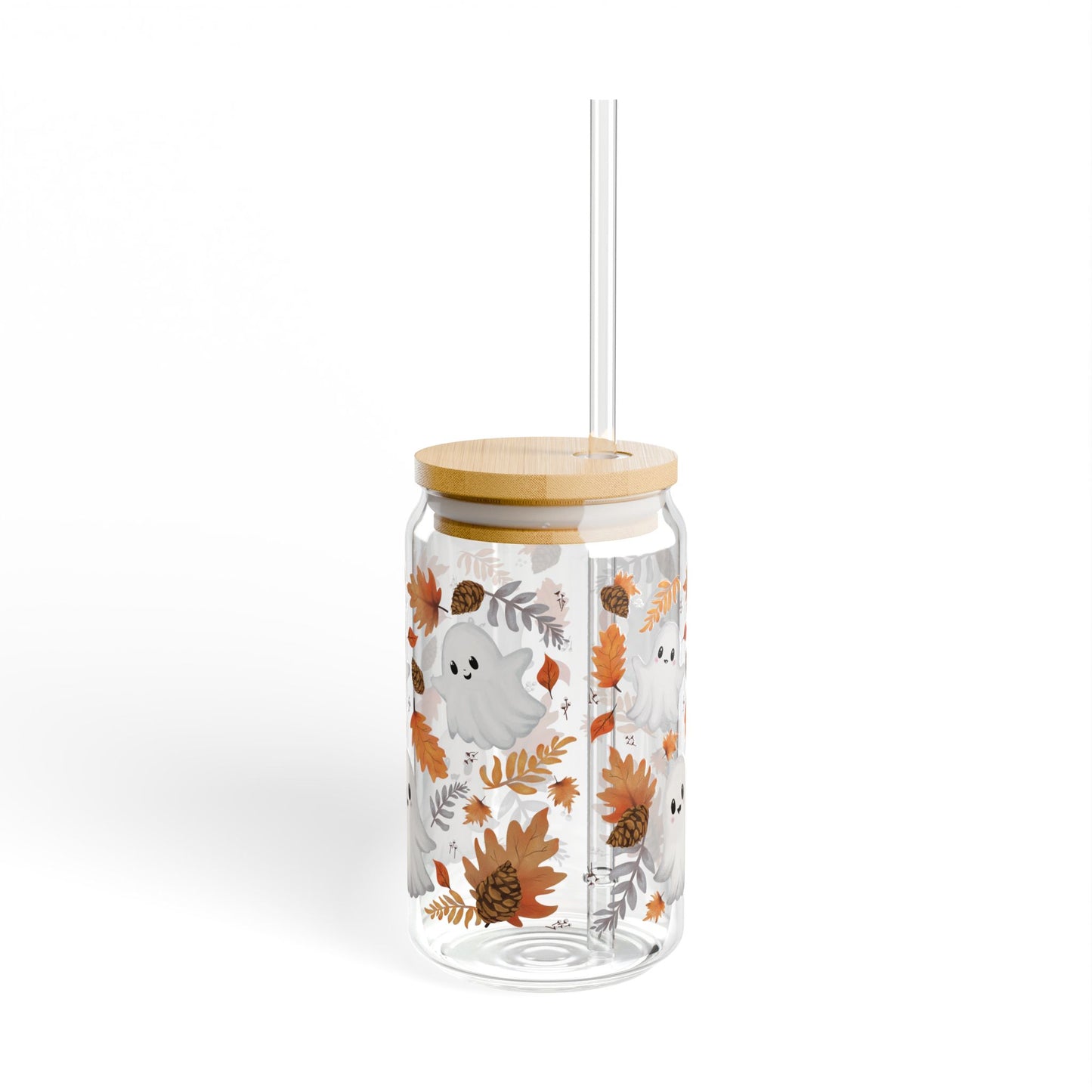 Autumn Sipper Glass, Fall Tumbler Mug with Lid and Straw, Seasonal Drinkware, Thanksgiving Gift, Harvest Party Decor, Pumpkin Spice Latte