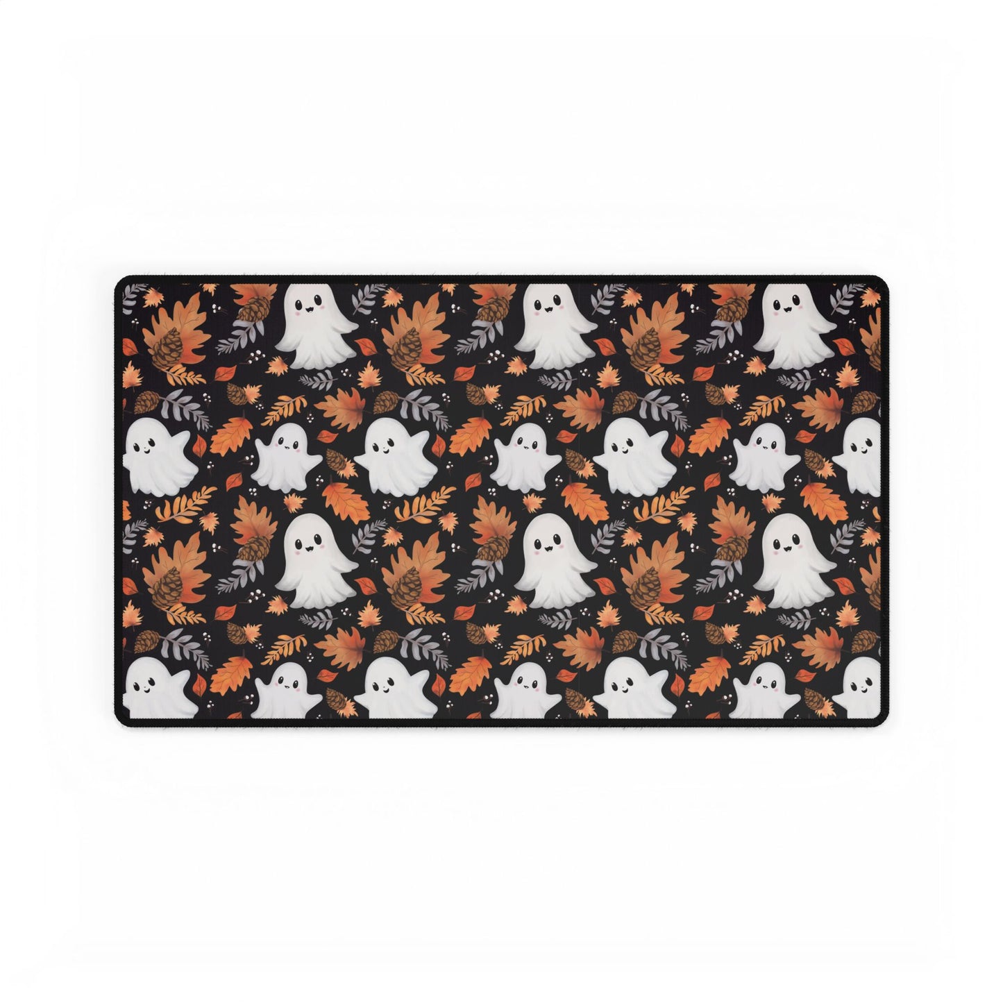 Ghost and Autumn Leaves Halloween Desk Mat , Autumn Desk Mat