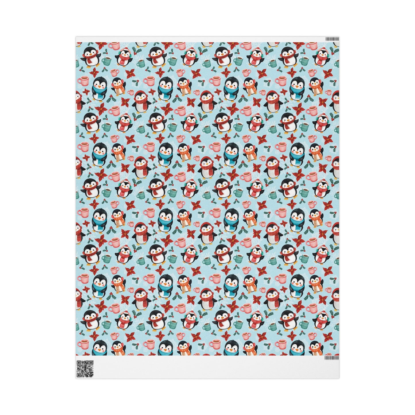 Christmas Wrapping Papers, Penguins and Snowflakes Gift Wrap, Holiday Gift Packaging, Festive Gift Wrap, Wrapping Paper Sheets, Cute