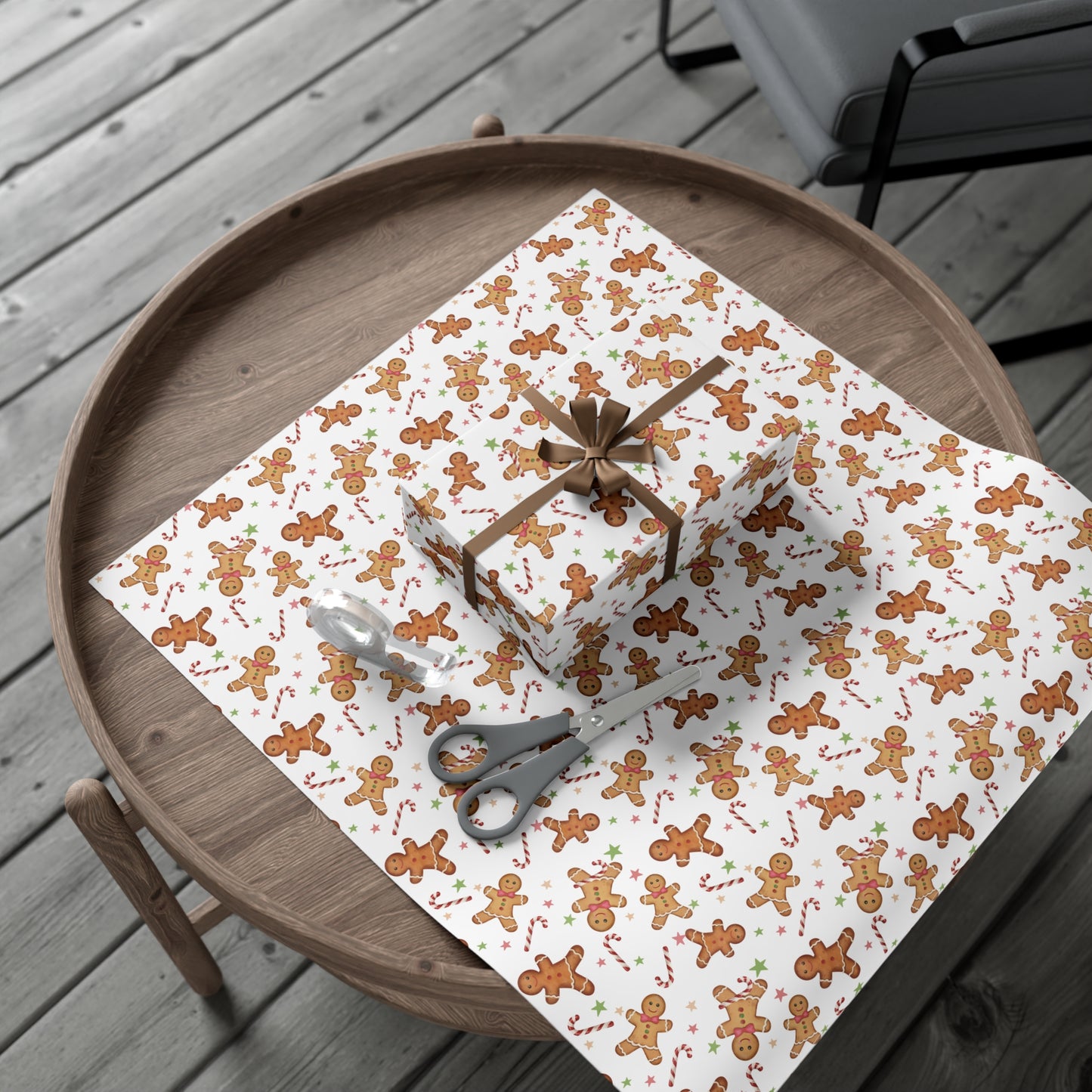 Christmas Gift Wrap Paper, Holiday Wrapping Paper, Festive Gift Wrap, Gingerbread Design, Xmas Wrap Sheets
