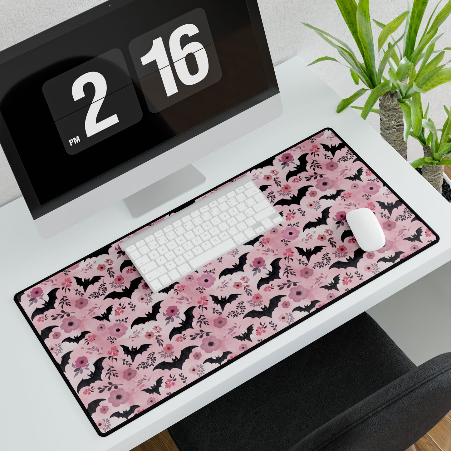 Halloween Desk Mat , Bats and Florals Desk Mat