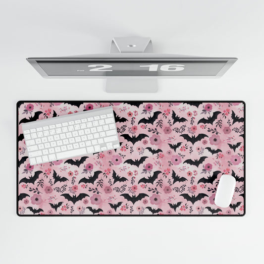 Halloween Desk Mat , Bats and Florals Desk Mat