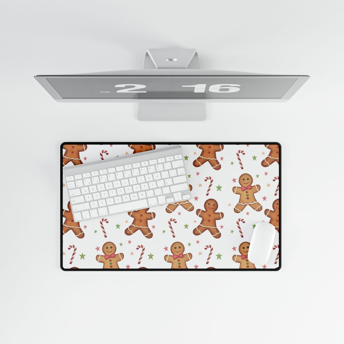 Gingerbread Mouse Pad, Cute Desk Accessory, Holiday Office Decor, Christmas Stocking Stuffer, Hand Drawn Decorative Mat