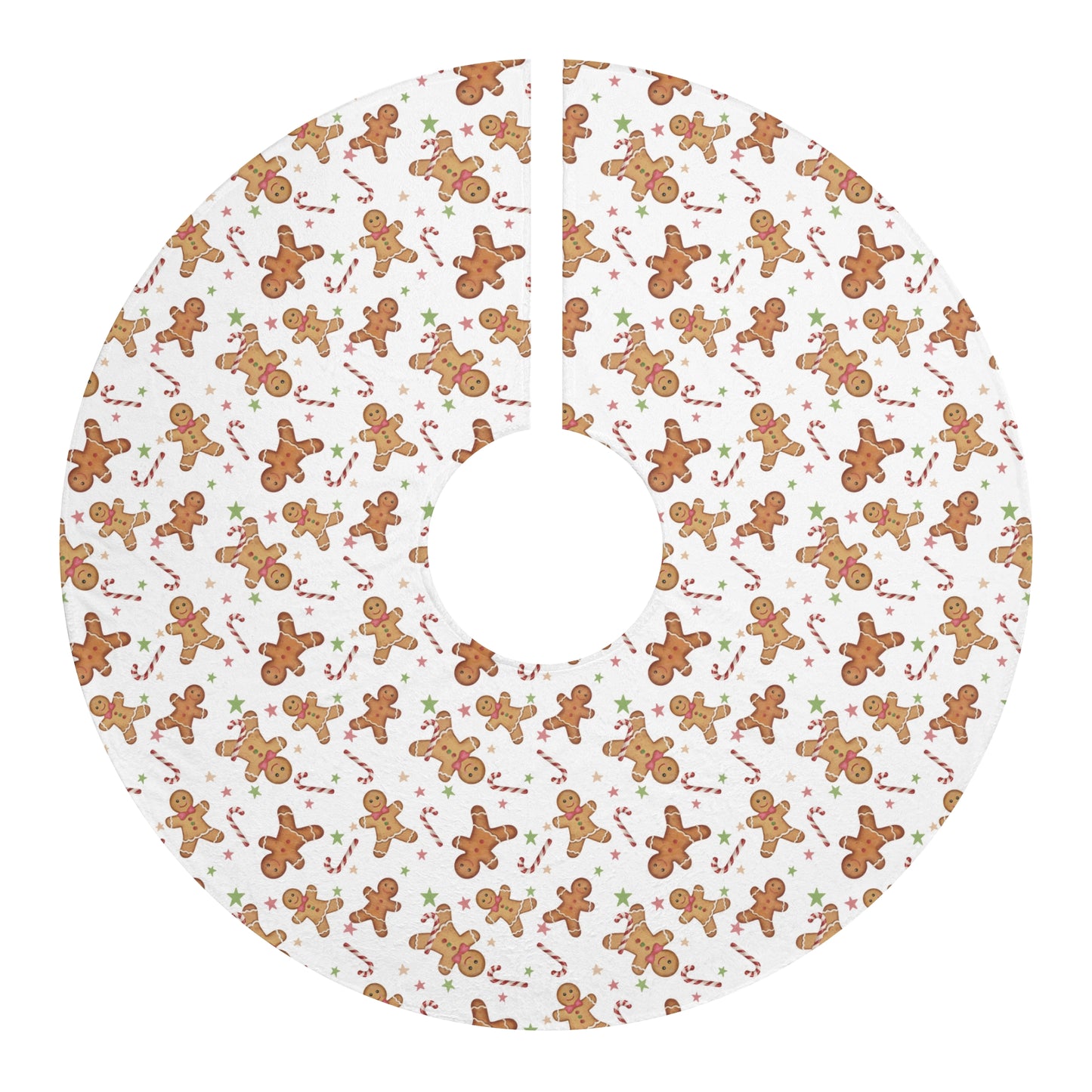 Christmas Tree Skirt, Gingerbread and Candy Cane Christmas Decor, Holiday Tree Mat, Christmas Tree Mat