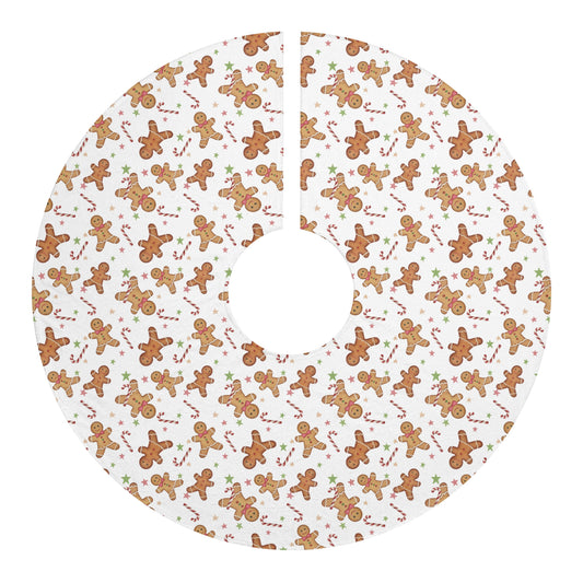 Christmas Tree Skirt, Gingerbread and Candy Cane Christmas Decor, Holiday Tree Mat, Christmas Tree Mat