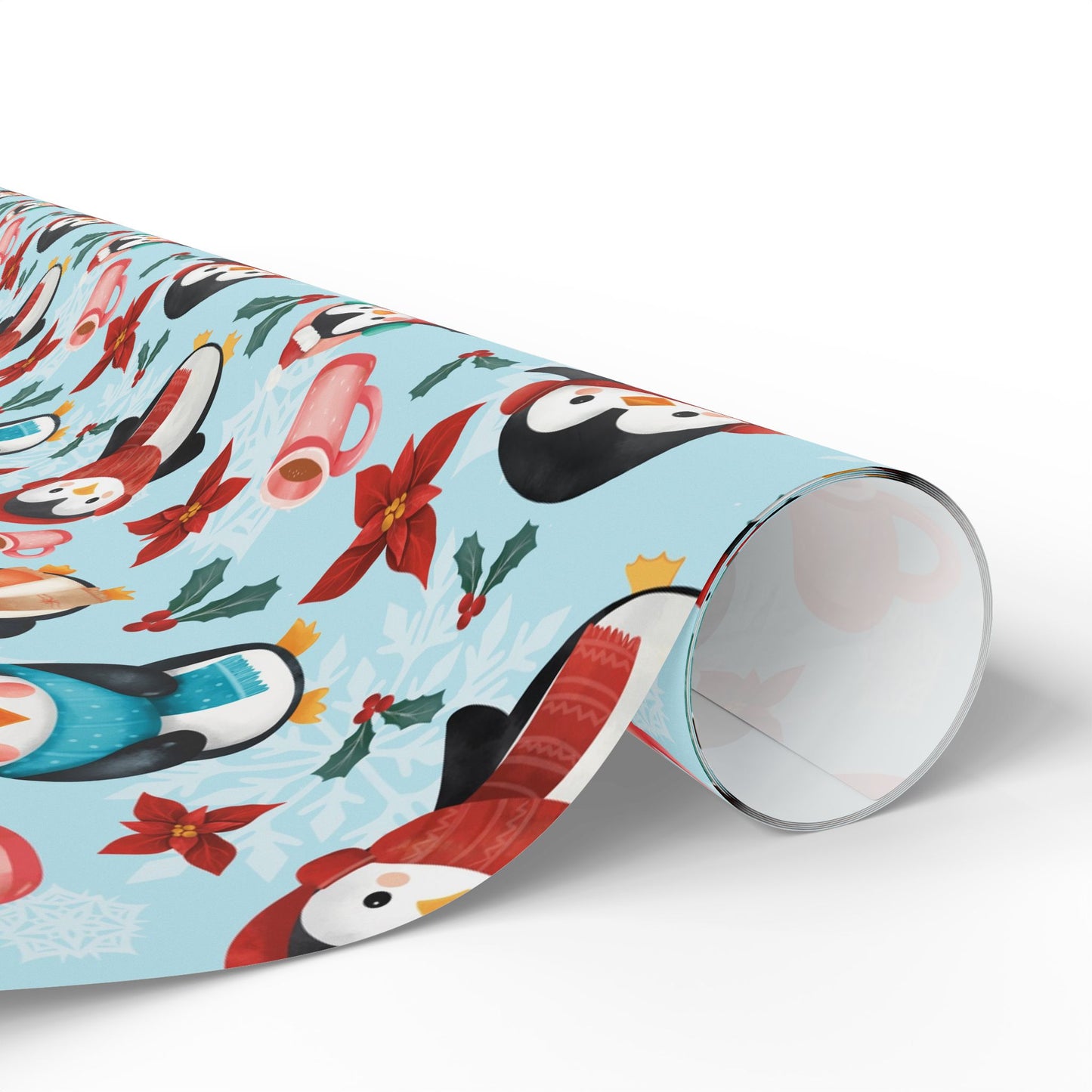 Christmas Wrapping Papers, Penguins and Snowflakes Gift Wrap, Holiday Gift Packaging, Festive Gift Wrap, Wrapping Paper Sheets, Cute