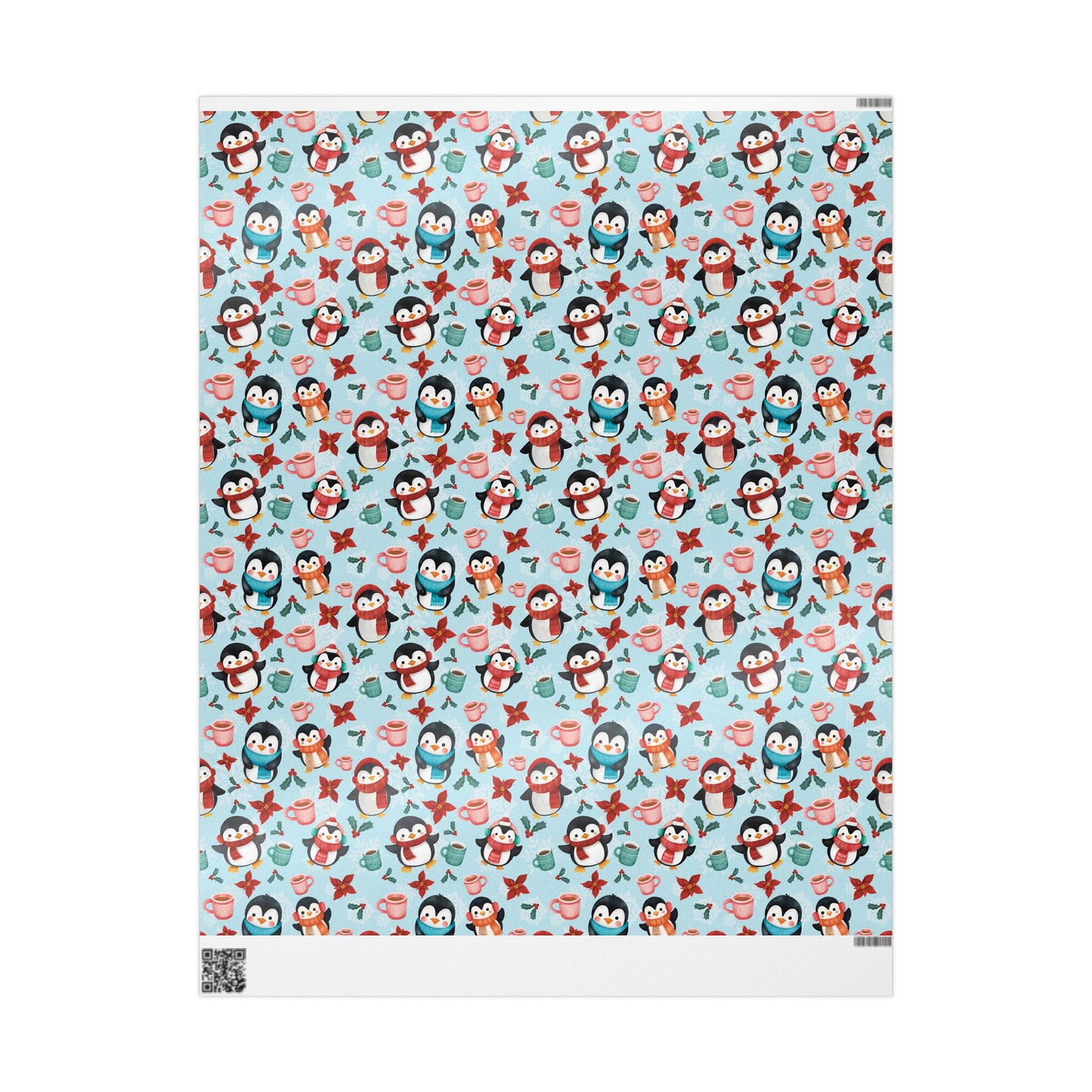 Christmas Wrapping Papers, Penguins and Snowflakes Gift Wrap, Holiday Gift Packaging, Festive Gift Wrap, Wrapping Paper Sheets, Cute