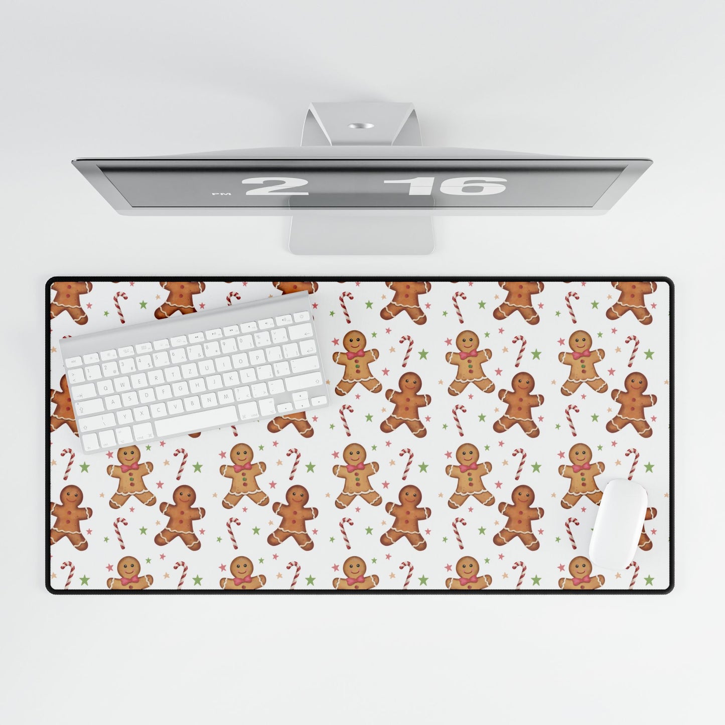 Gingerbread Mouse Pad, Cute Desk Accessory, Holiday Office Decor, Christmas Stocking Stuffer, Hand Drawn Decorative Mat