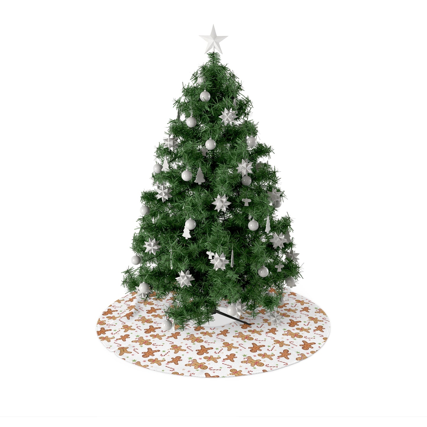 Christmas Tree Skirt, Gingerbread and Candy Cane Christmas Decor, Holiday Tree Mat, Christmas Tree Mat