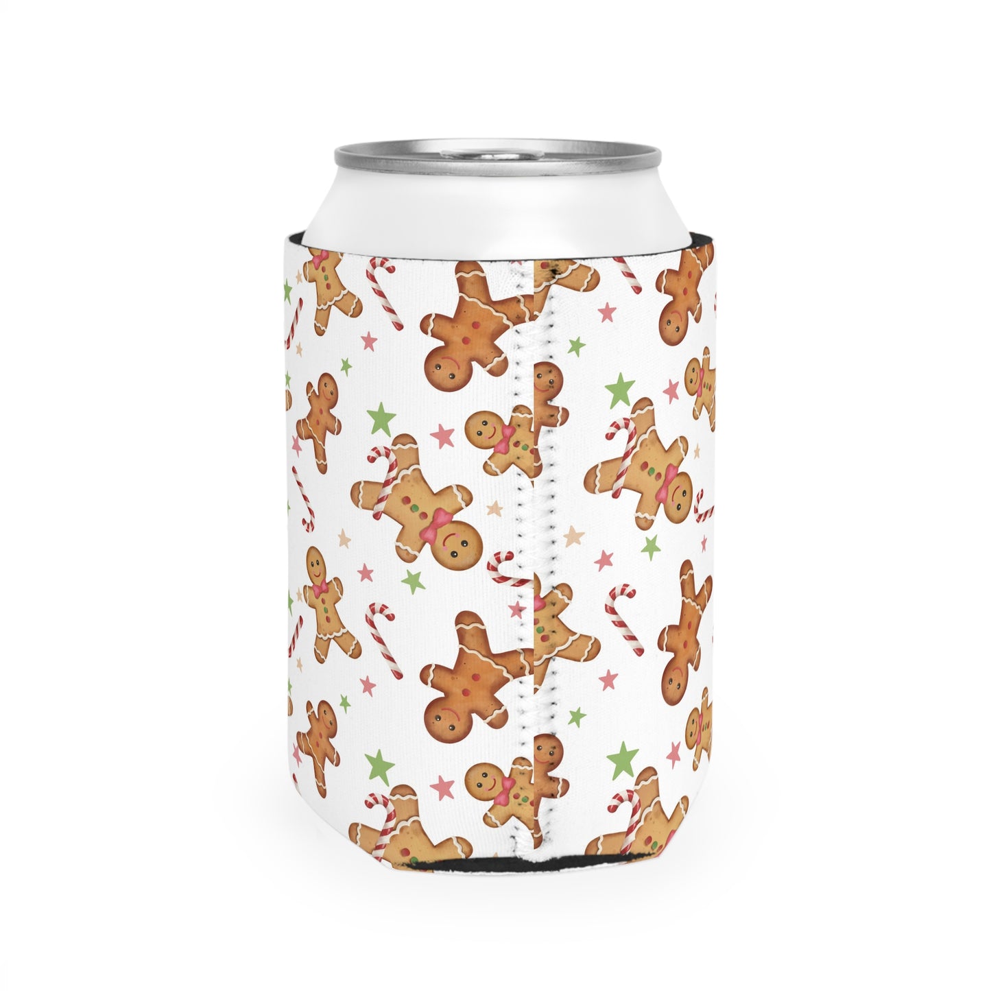 Gingerbread Christmas Can Cooler Sleeve - Holiday Koozies, Festive Drink Holder, Winter Beverage Insulator, Xmas Gift, Stocking Stuffer
