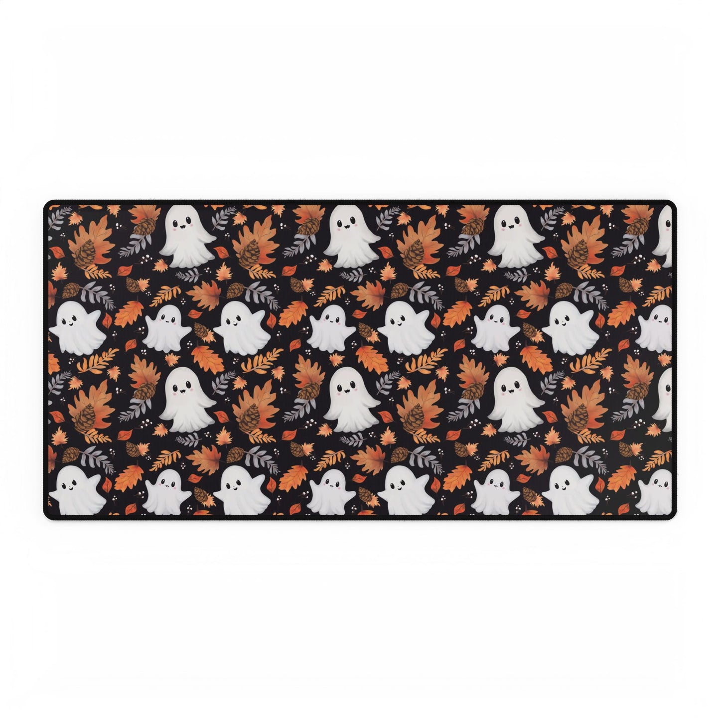 Ghost and Autumn Leaves Halloween Desk Mat , Autumn Desk Mat