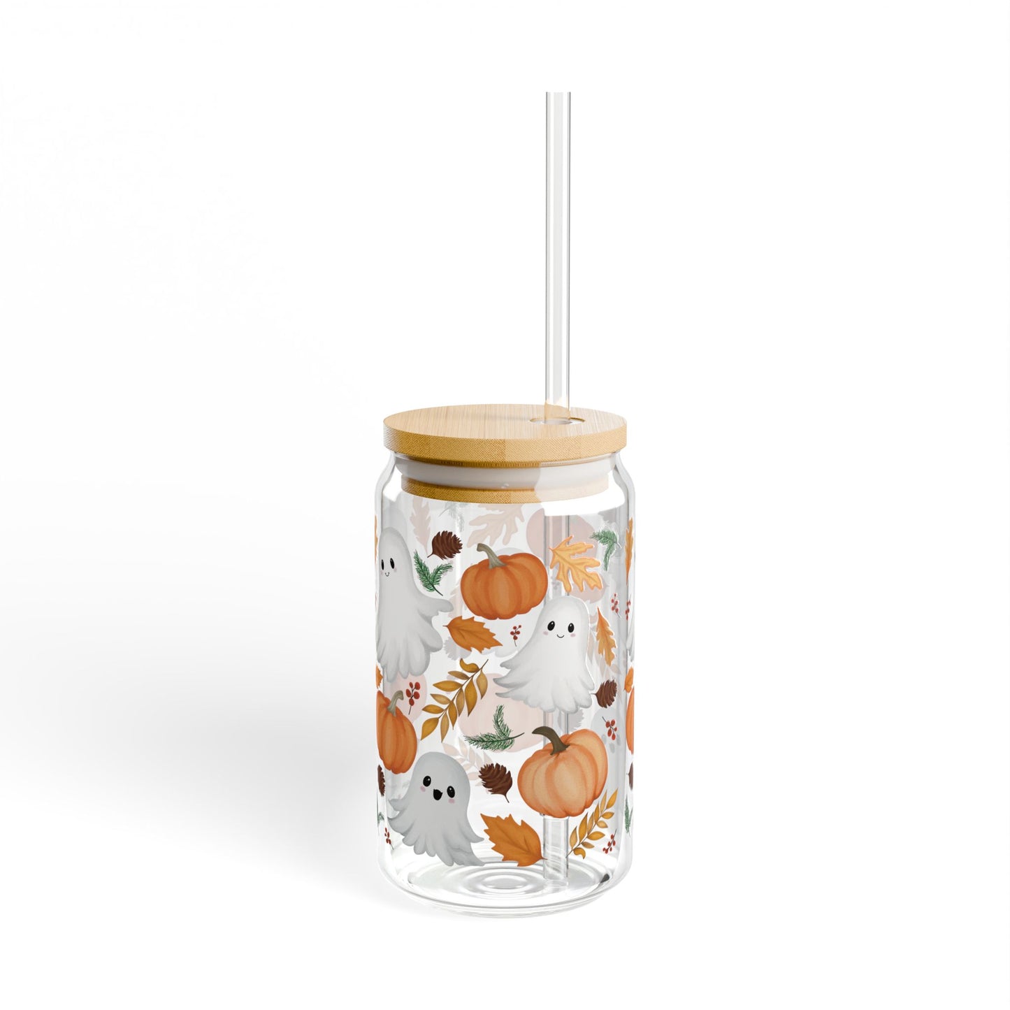 Halloween Ghost Sipper Glass, Cute Autumn Leaves Cup, Halloween Party Favor, Ghost Lover Gift, Autumn Home Decor, Fall Kitchenware