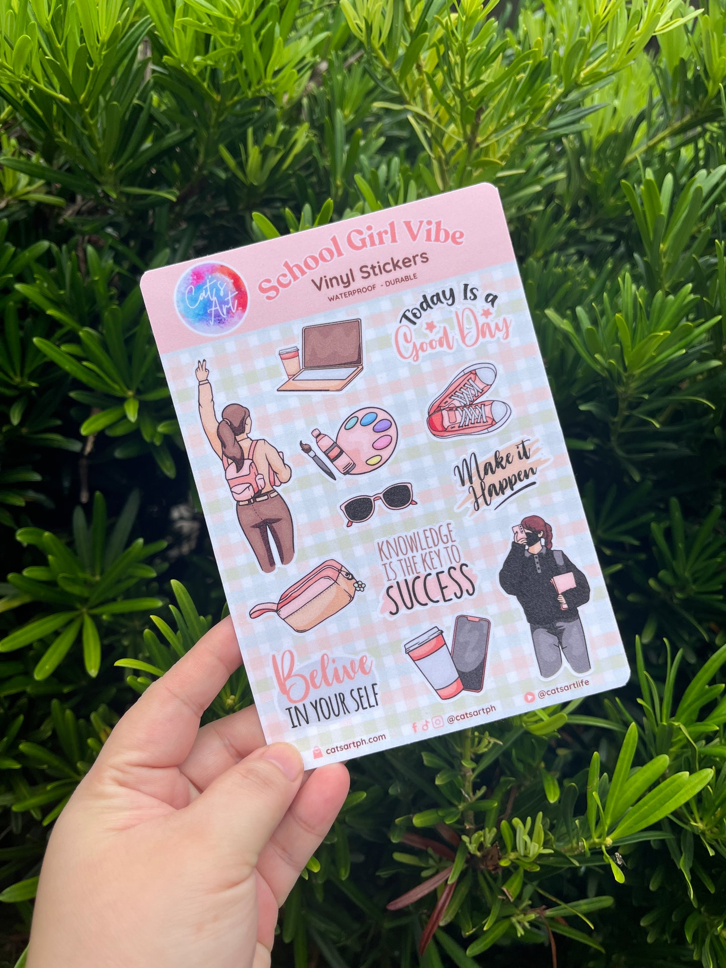 School Girl Vibe Vinyl Sticker Sheet – Glossy, Matte & Glitter Options | 18 Kiss-Cut Stickers