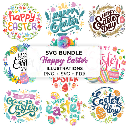 Happy Easter SVG, PNG Clipart | Cute Easter Illustrations for Cricut & Sublimation