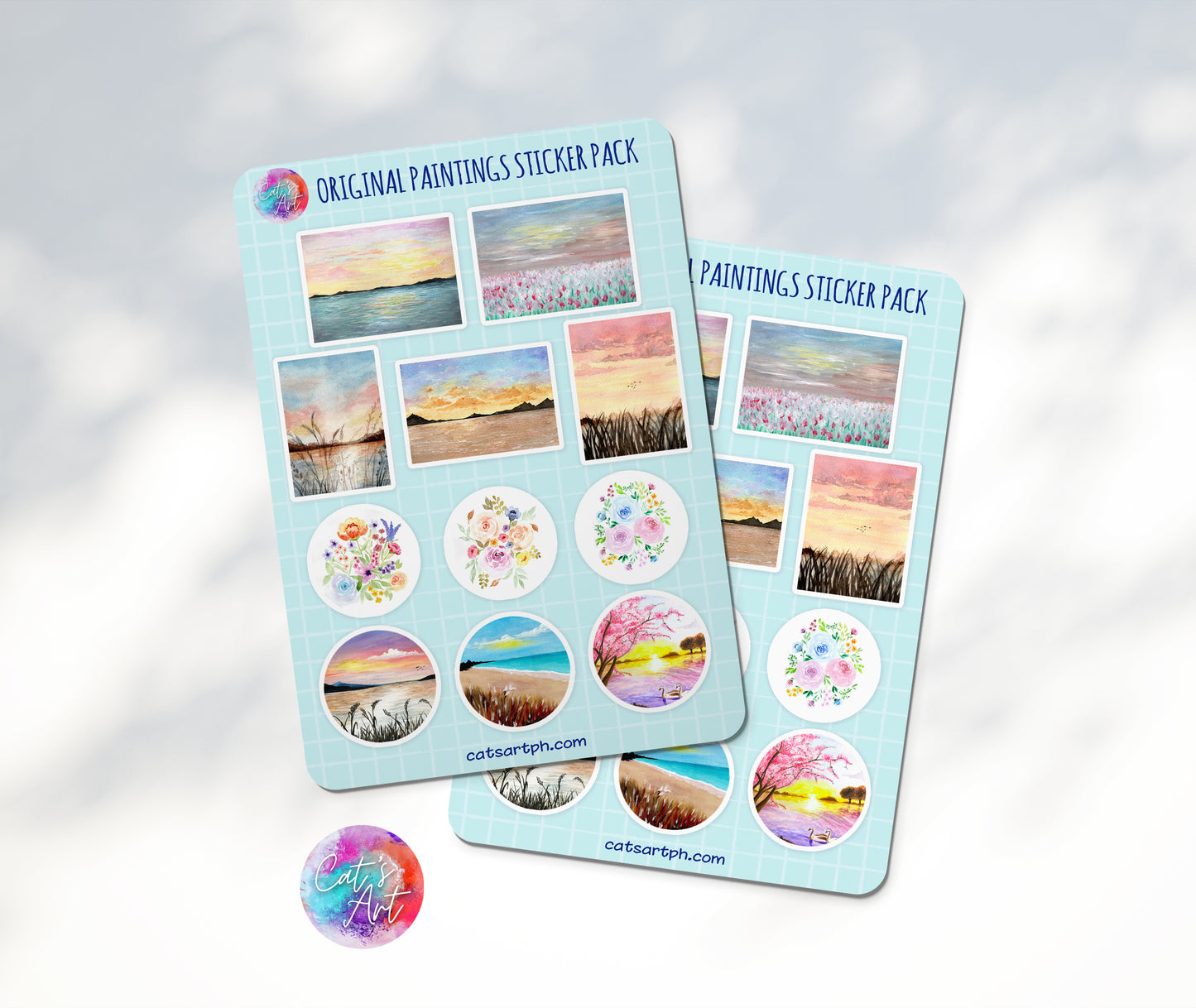 Original Watercolor Painting Sticker Pack, Vinyl Stickers, Waterproof