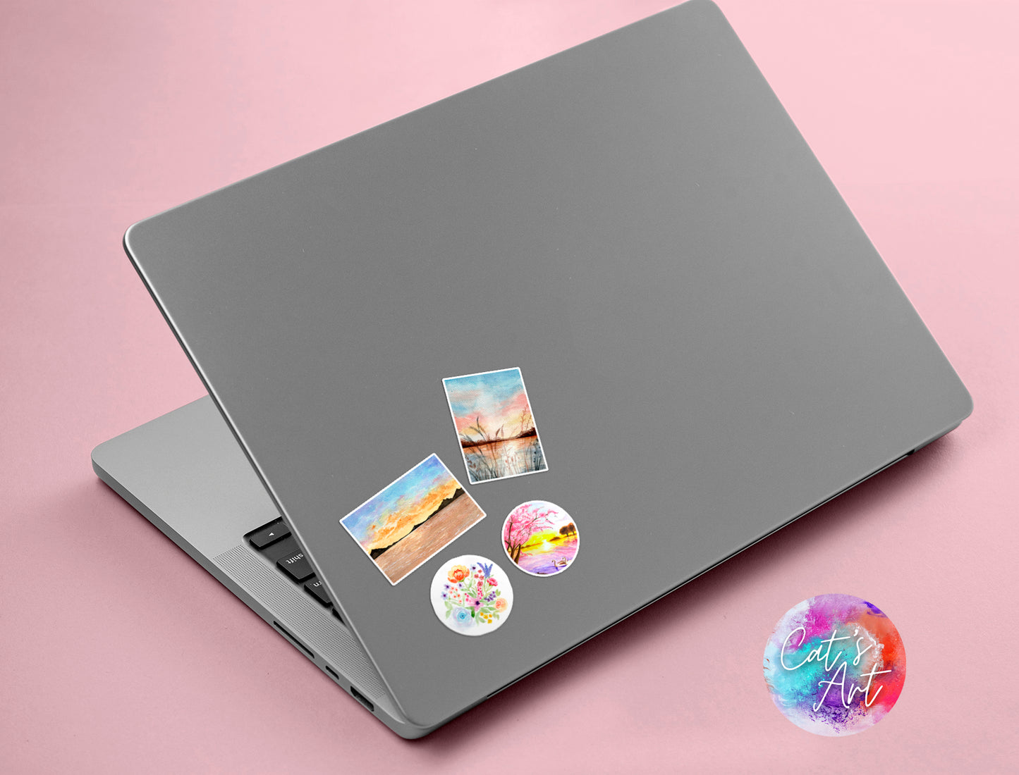 Original Watercolor Painting Sticker Pack, Vinyl Stickers, Waterproof