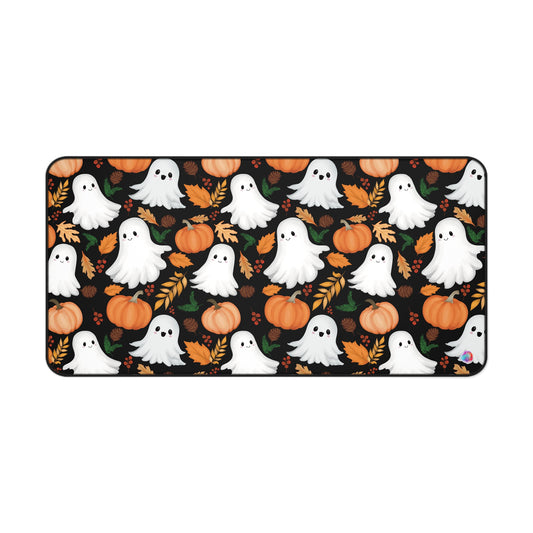 Halloween Mouse Pad, Pumpkin Fall Leaves Cute Ghosts Desk Mat, Office Decor, Gaming Mat, Computer Accessories, Halloween Decor, Autumn Mouse