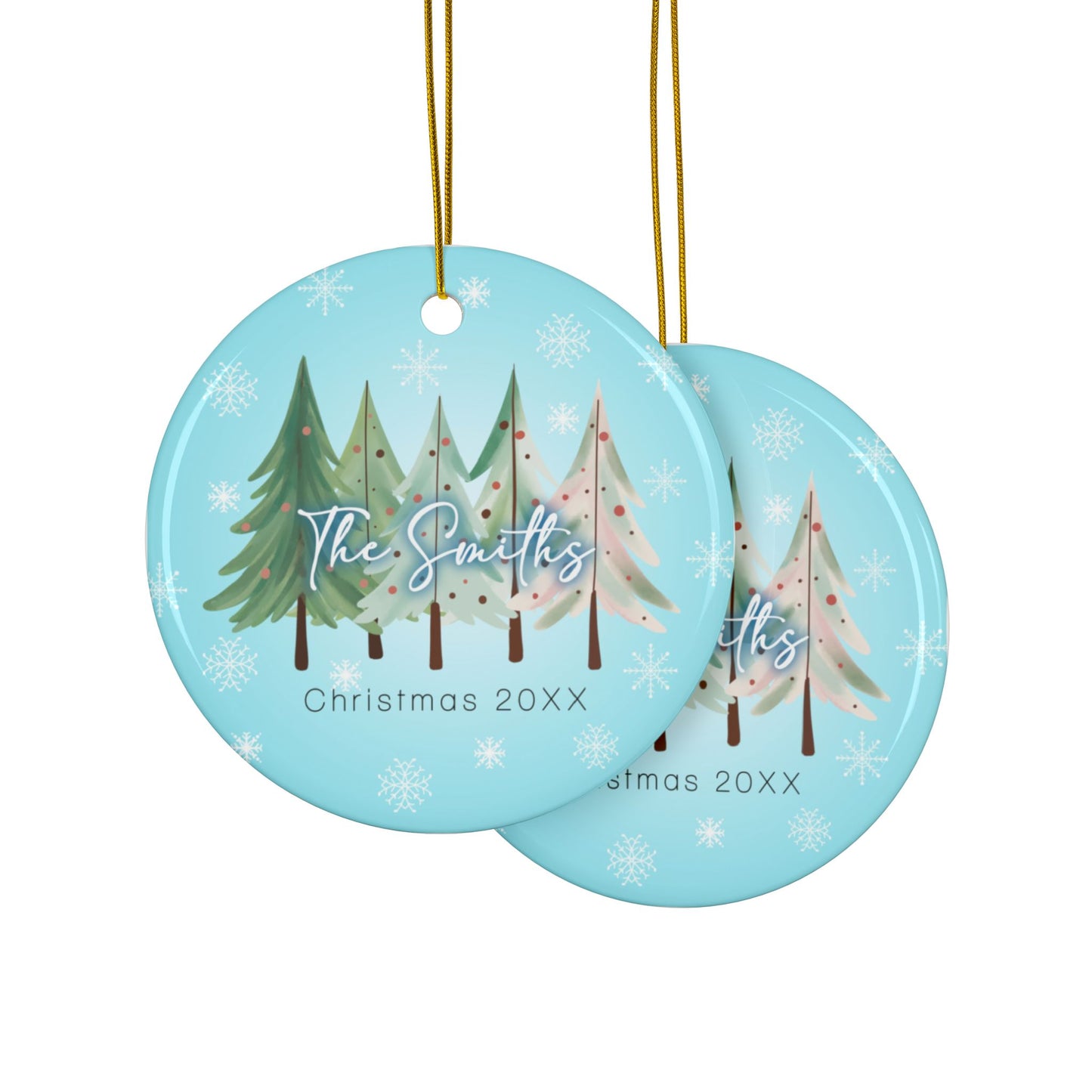 Custom Christmas Ornaments - Ceramic Ornaments for Christmas Tree Decor, Winter Ornament Gift, 2-Side Print,