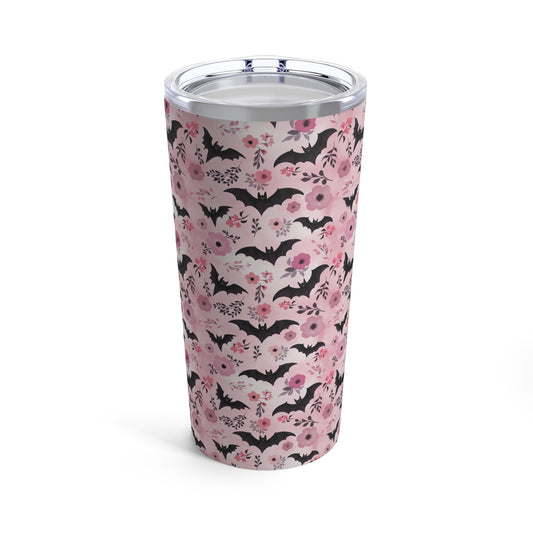 Halloween Bats and Florals Tumbler 20oz, Halloween Tumbler, Trick or Treat Tumbler