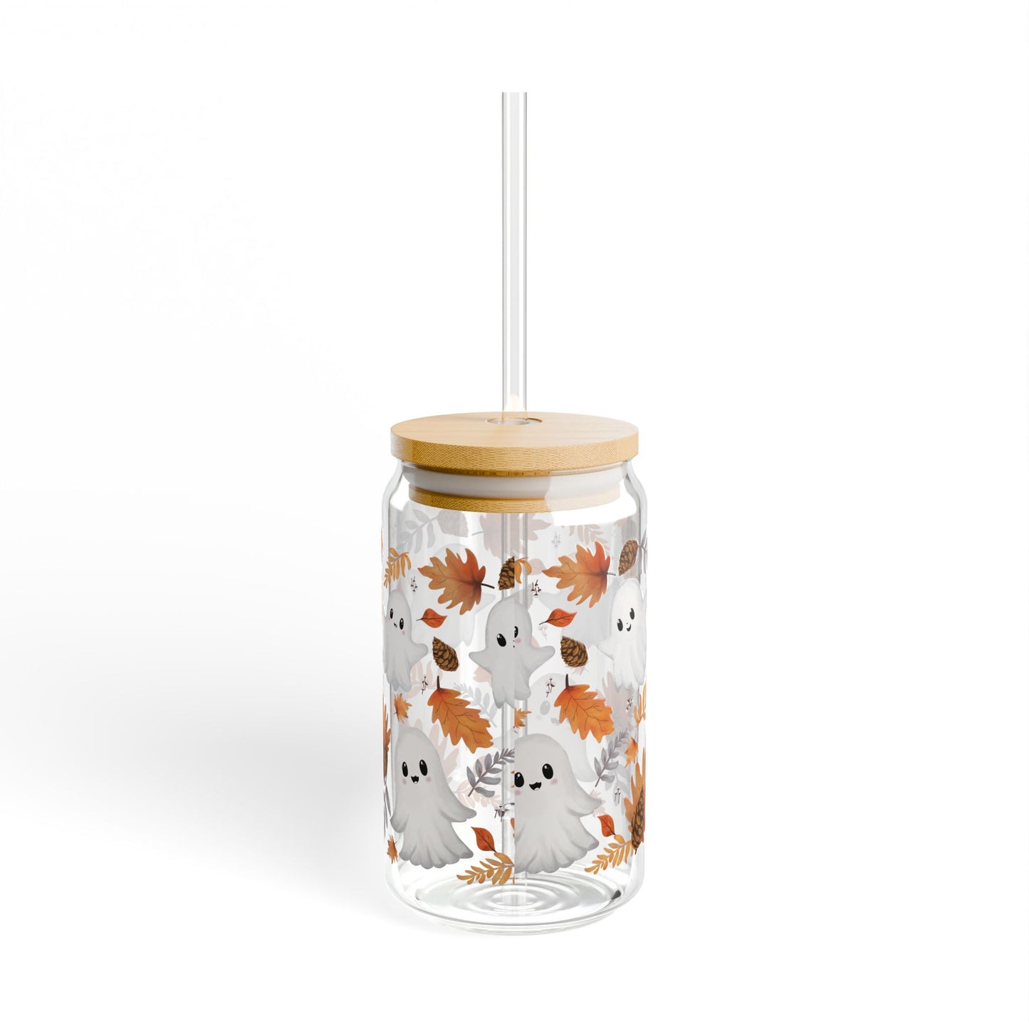 Autumn Sipper Glass, Fall Tumbler Mug with Lid and Straw, Seasonal Drinkware, Thanksgiving Gift, Harvest Party Decor, Pumpkin Spice Latte