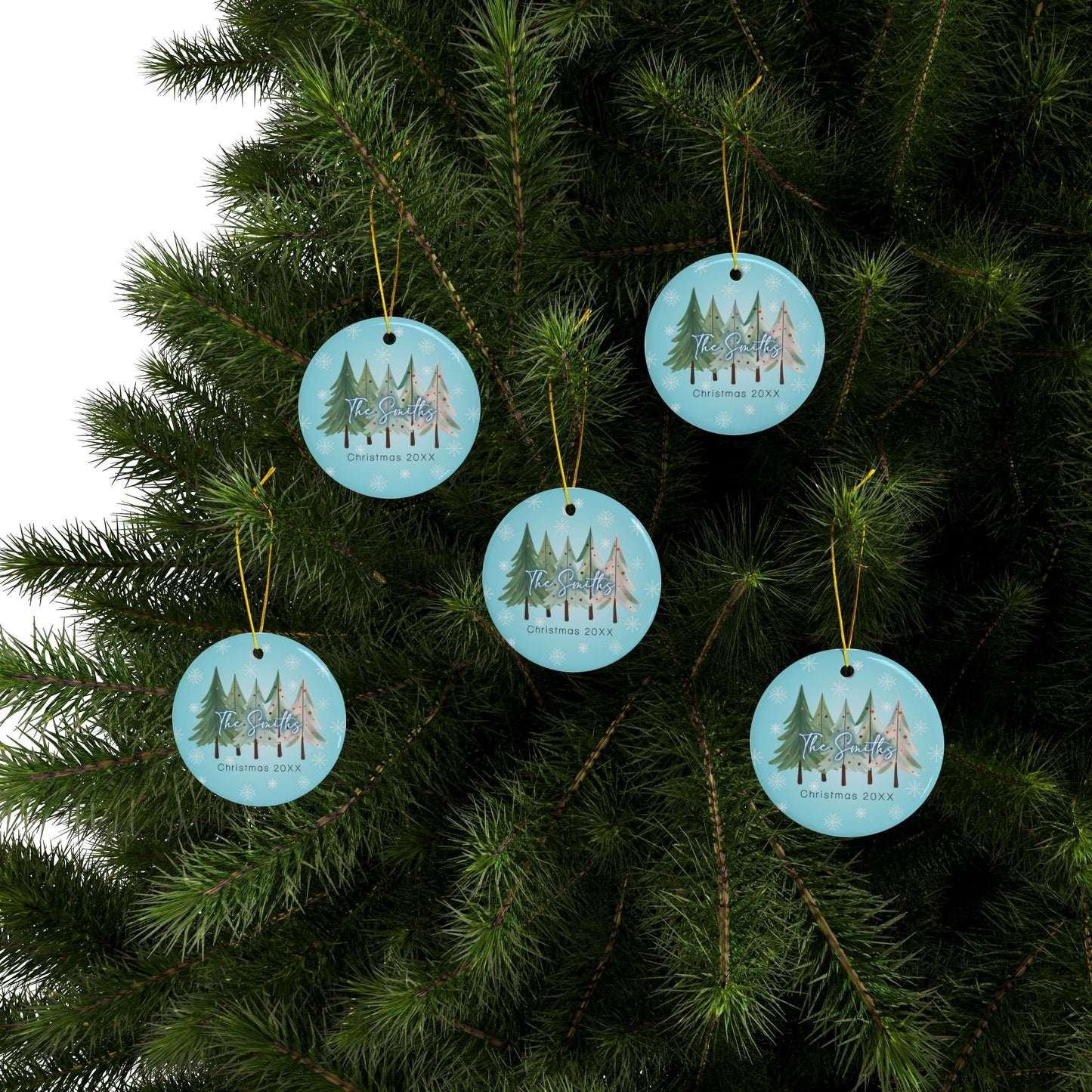 Custom Christmas Ornaments - Ceramic Ornaments for Christmas Tree Decor, Winter Ornament Gift, 2-Side Print,