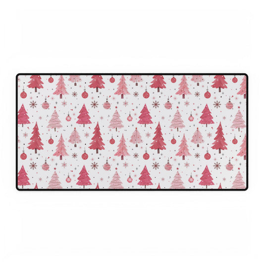 Christmas Tree Desk Mats, Pink Theme Mouse Pad, Holiday Office Decor, Festive Desk Accessories, Cute Desk Mat