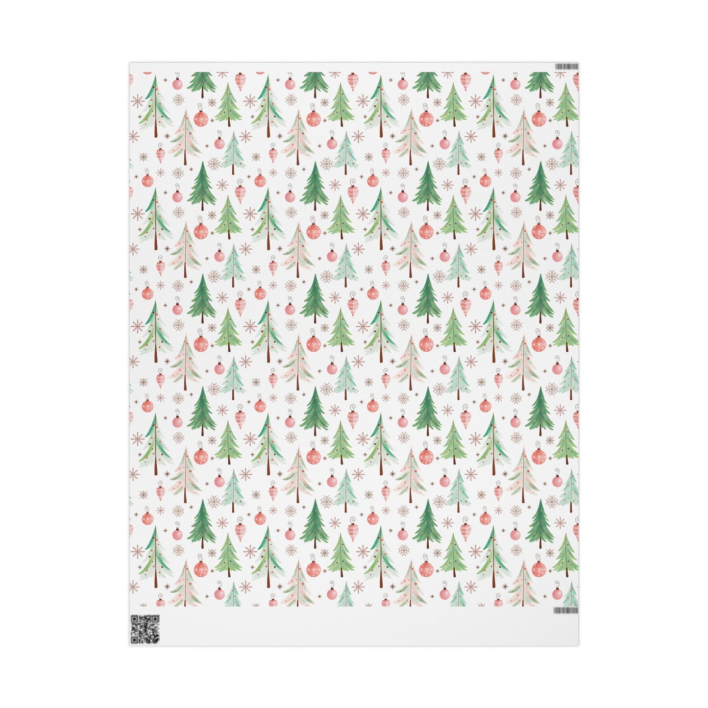 Christmas Wrapping Paper, Festive Tree and Ornaments Design, Gift Wrap Roll for Presents, Xmas Seasonal Decor, Winter Wrapping