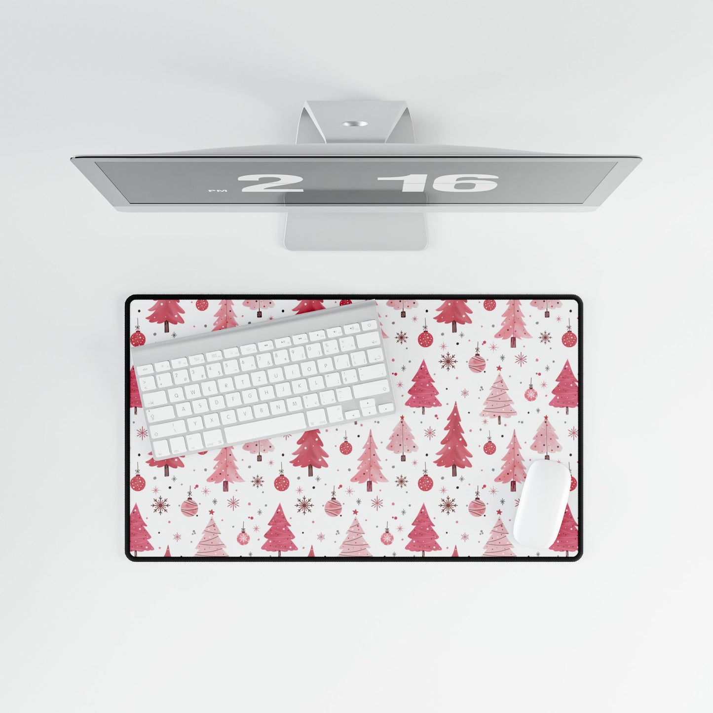 Christmas Tree Desk Mats, Pink Theme Mouse Pad, Holiday Office Decor, Festive Desk Accessories, Cute Desk Mat