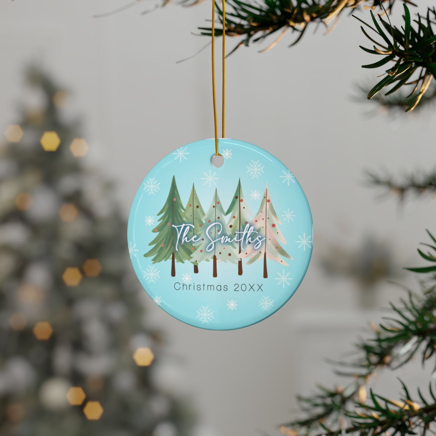 Custom Christmas Ornaments - Ceramic Ornaments for Christmas Tree Decor, Winter Ornament Gift, 2-Side Print,