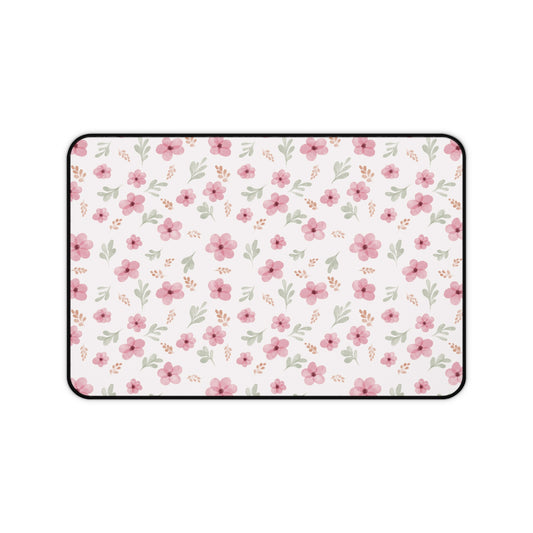 Pastel Desk Mat, Floral Mouse Pad, Pink Floral Desk Mat, Floral Pattern Desk Mat