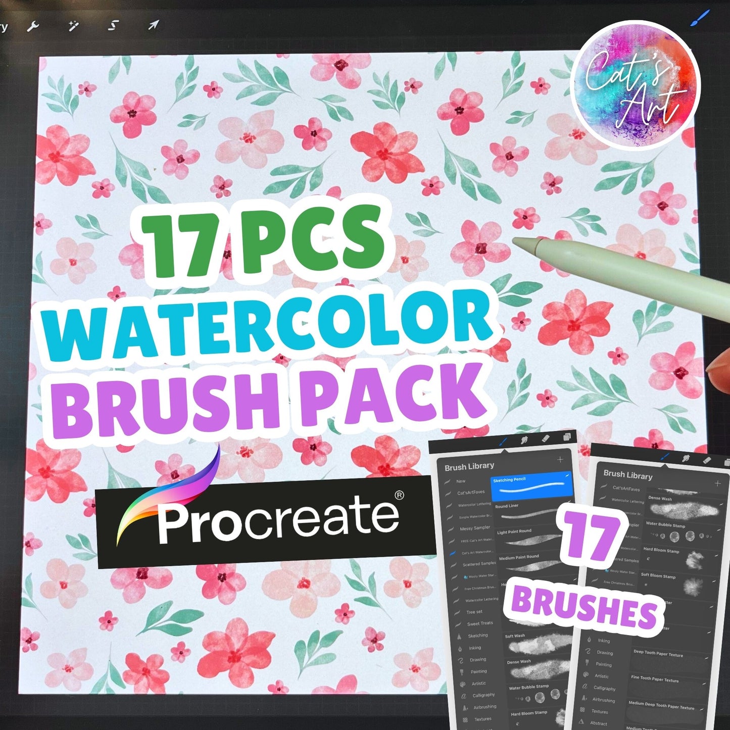 17 Procreate Brushes - Watercolor Effect
