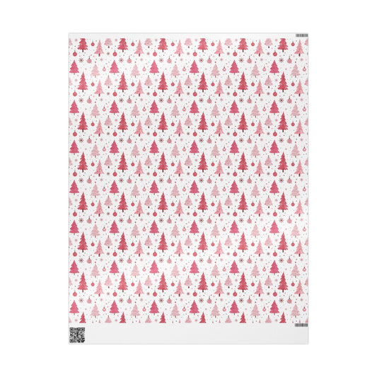 Wrapping Paper, Pink Christmas Theme Paper Wrap, Pink Winter Decorations - Festive Gift Wrap, Holiday Wrapping Sheets, Xmas Packaging