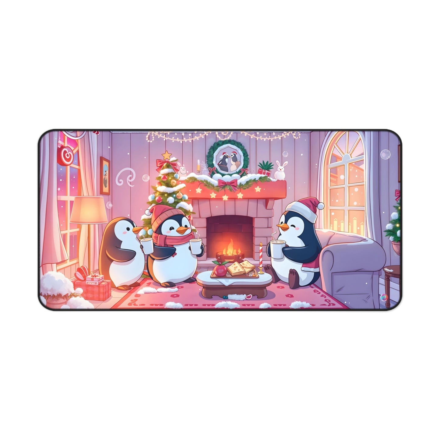 Christmas Cozy Penguin Mouse Desk Mat,  Aesthetic Gaming Mouse Mat