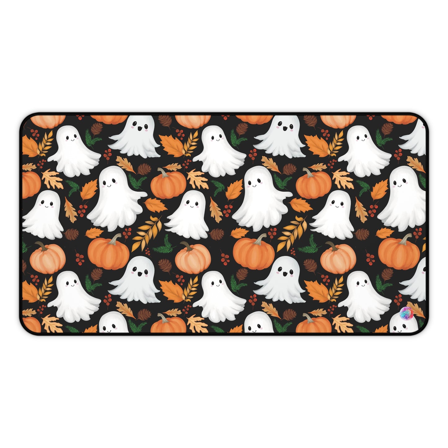 Halloween Mouse Pad, Pumpkin Fall Leaves Cute Ghosts Desk Mat, Office Decor, Gaming Mat, Computer Accessories, Halloween Decor, Autumn Mouse