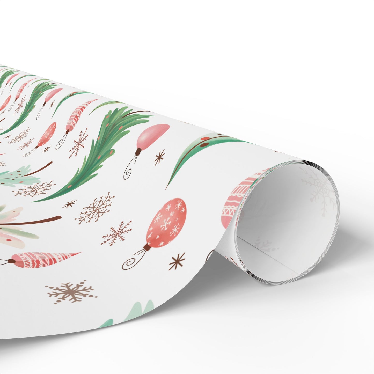 Christmas Wrapping Paper, Festive Tree and Ornaments Design, Gift Wrap Roll for Presents, Xmas Seasonal Decor, Winter Wrapping