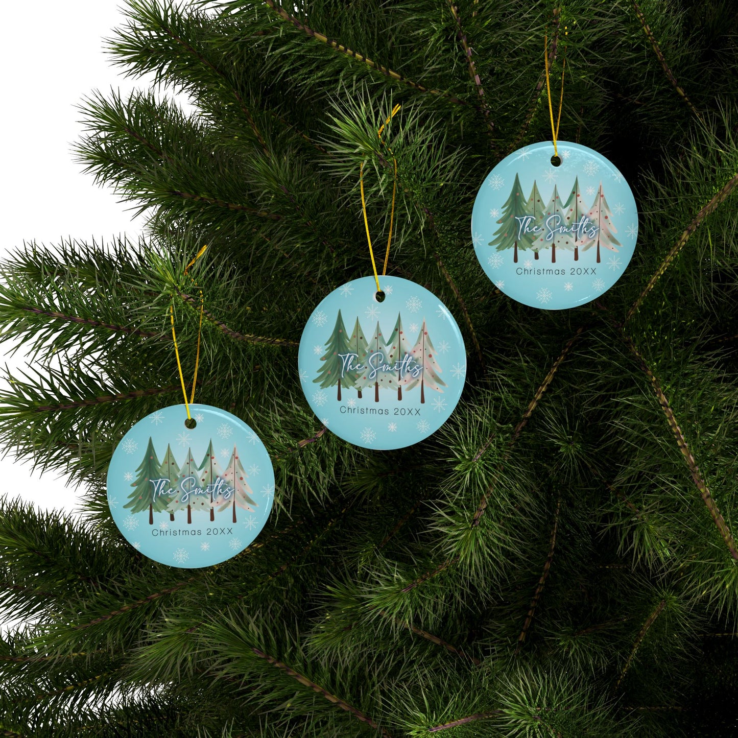 Custom Christmas Ornaments - Ceramic Ornaments for Christmas Tree Decor, Winter Ornament Gift, 2-Side Print,