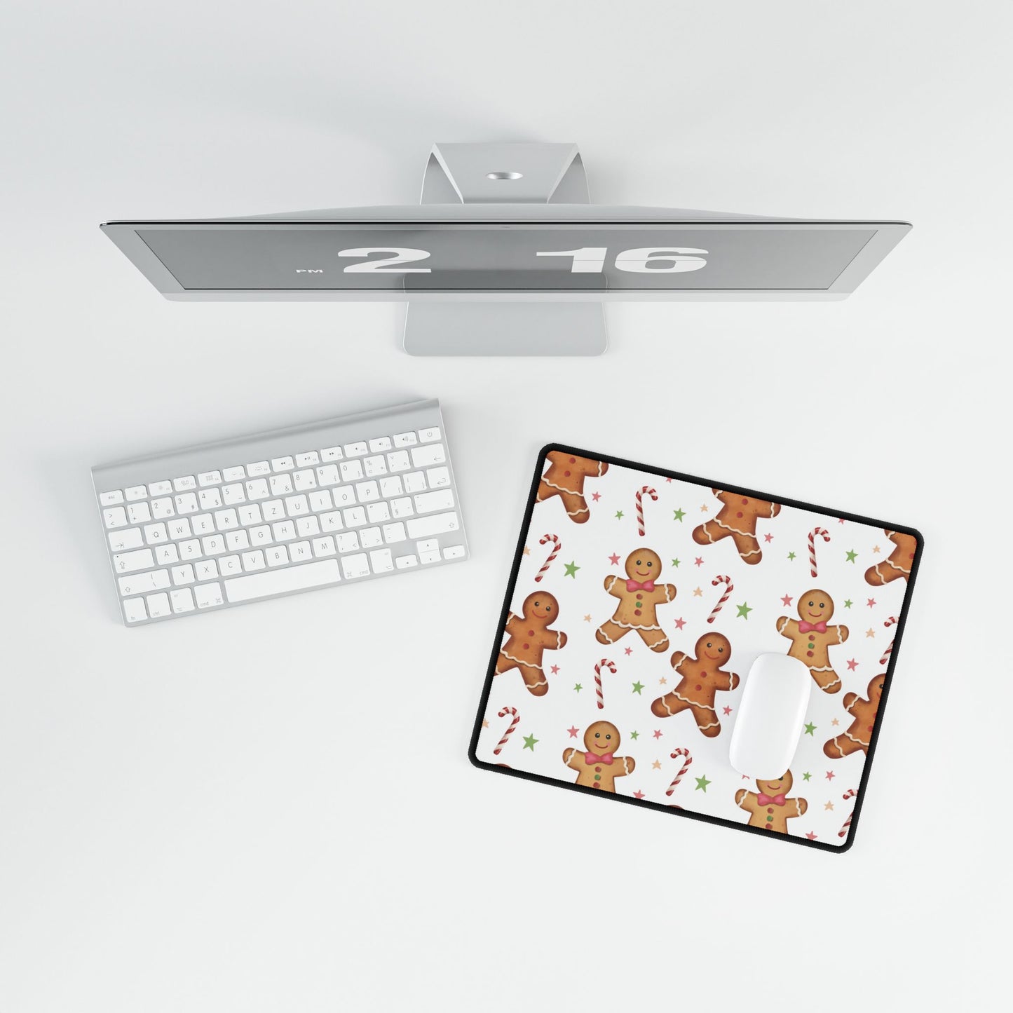 Gingerbread Mouse Pad, Cute Desk Accessory, Holiday Office Decor, Christmas Stocking Stuffer, Hand Drawn Decorative Mat