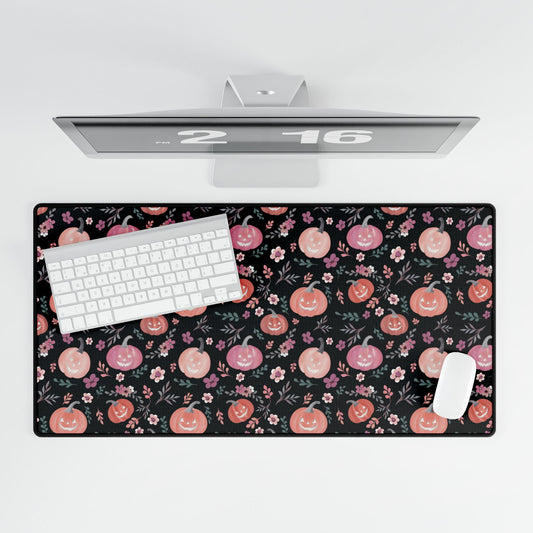 Halloween Desk Mat , pumpkin and Florals Desk Mat