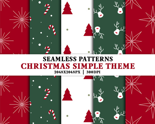 Simple Christmas Pattern, Seamless Christmas Background