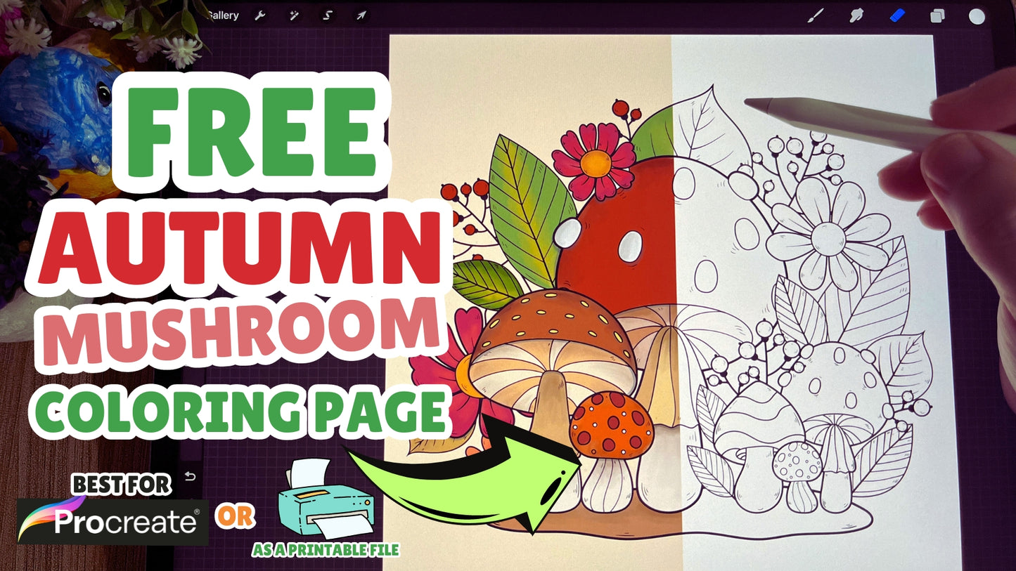 FREE Autumn Mushroom Coloring Page