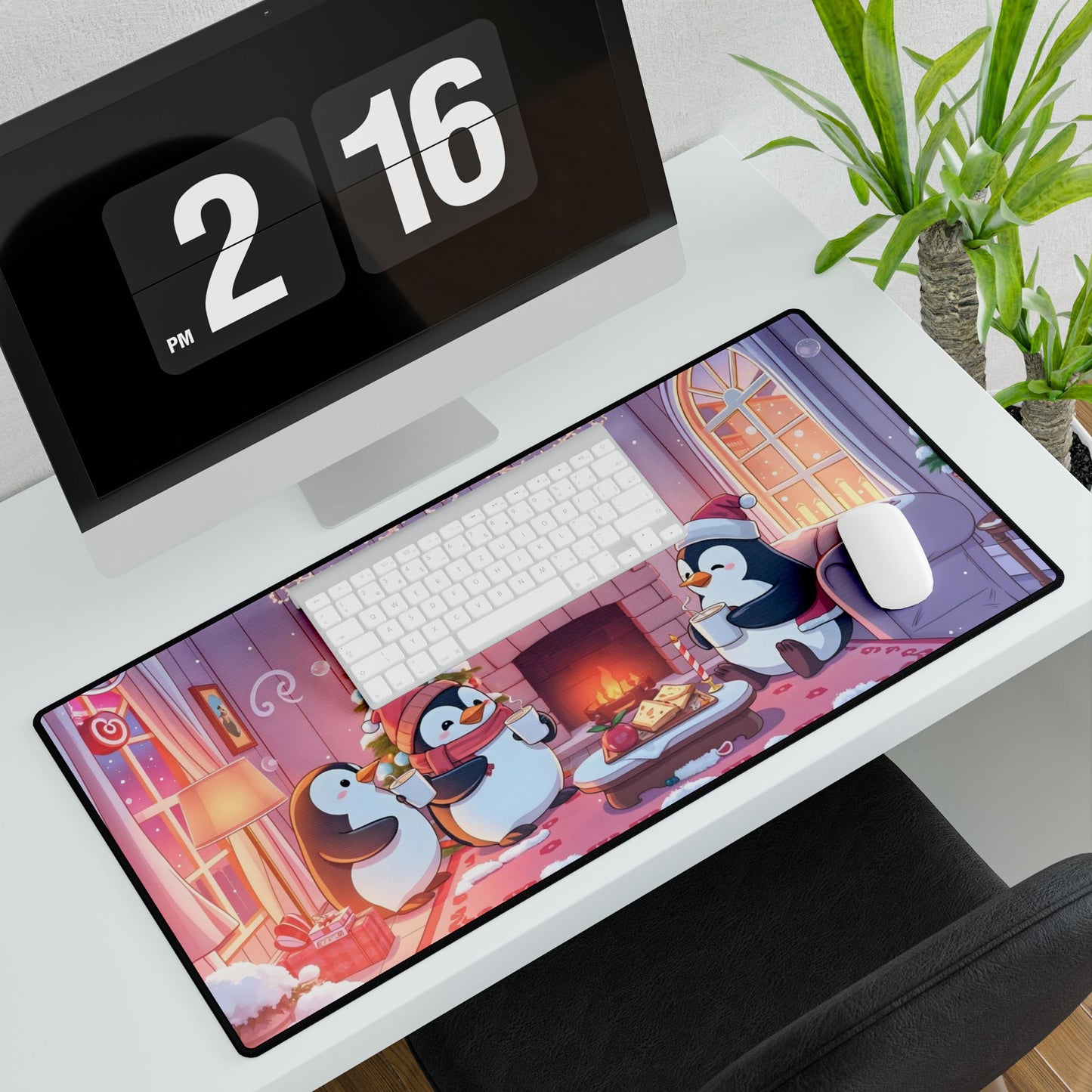 Christmas Cozy Penguin Mouse Desk Mat,  Aesthetic Gaming Mouse Mat