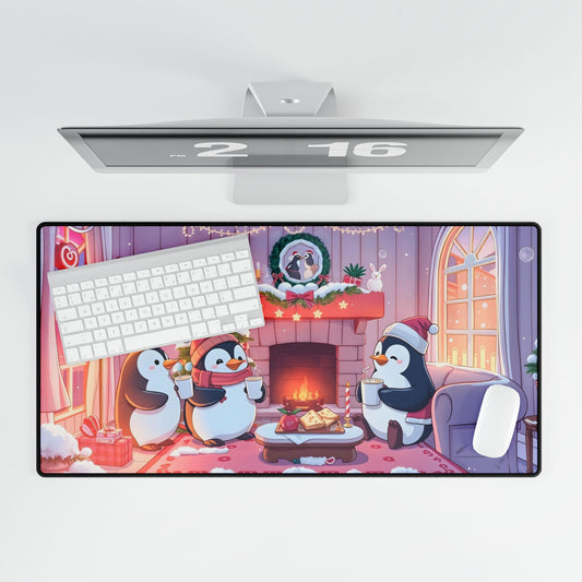 Christmas Cozy Penguin Mouse Desk Mat,  Aesthetic Gaming Mouse Mat