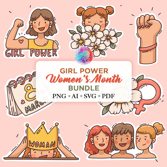 Women's Day SVG, PNG, AI Bundle, Girl Power Digital Stickers