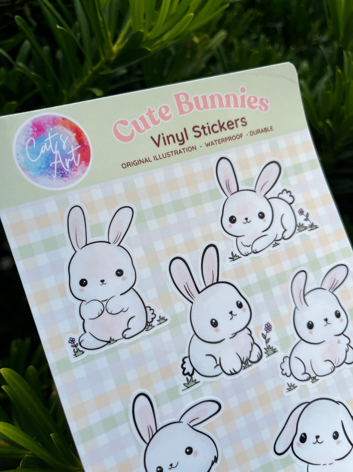 Cute Bunnies Vinyl Sticker Sheet – Glossy, Matte & Glitter Options | 18 Kiss-Cut Stickers