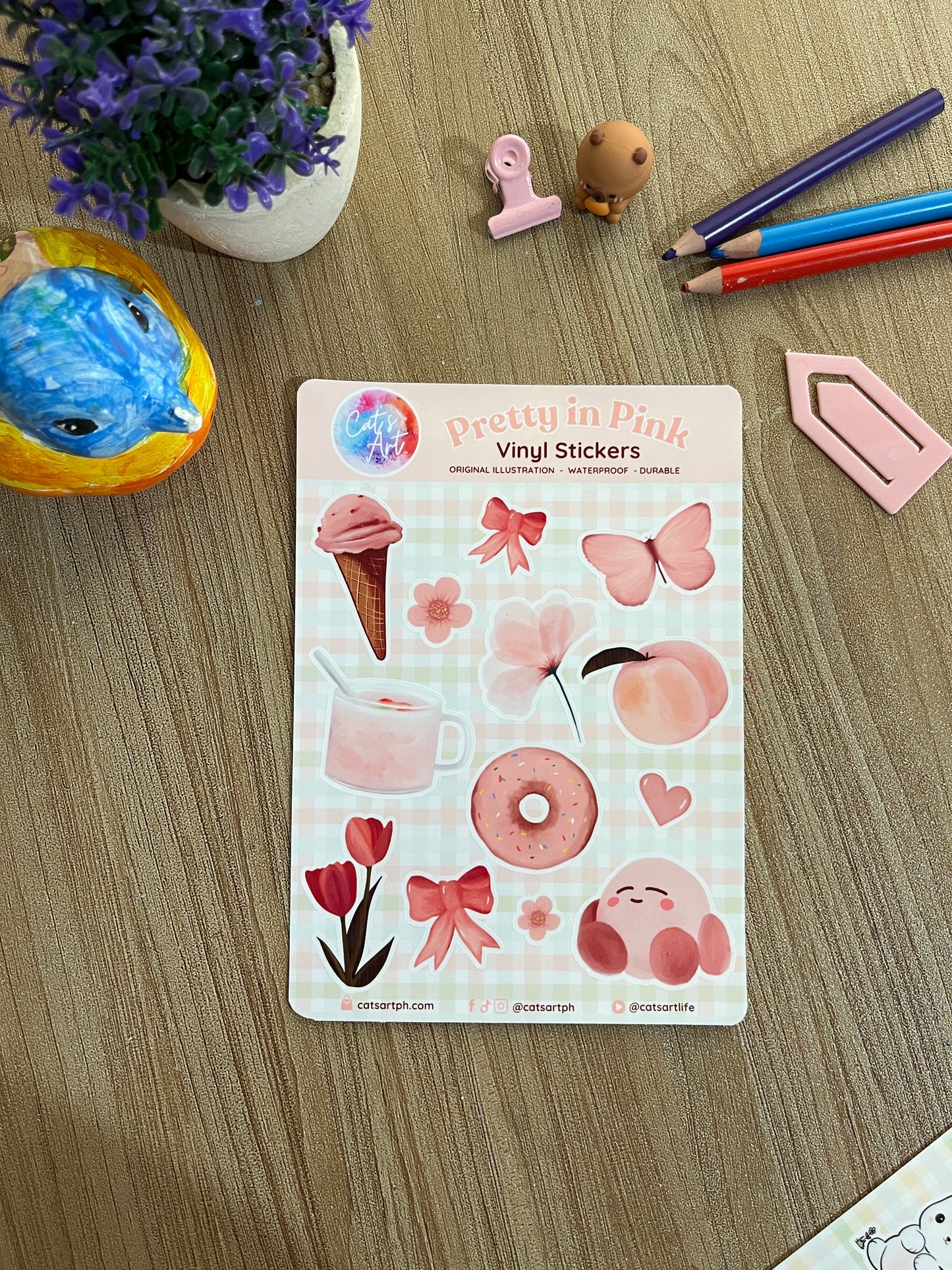Pretty in Pink Vinyl Sticker Sheet – Glossy, Matte & Glitter Options | 18 Kiss-Cut Stickers