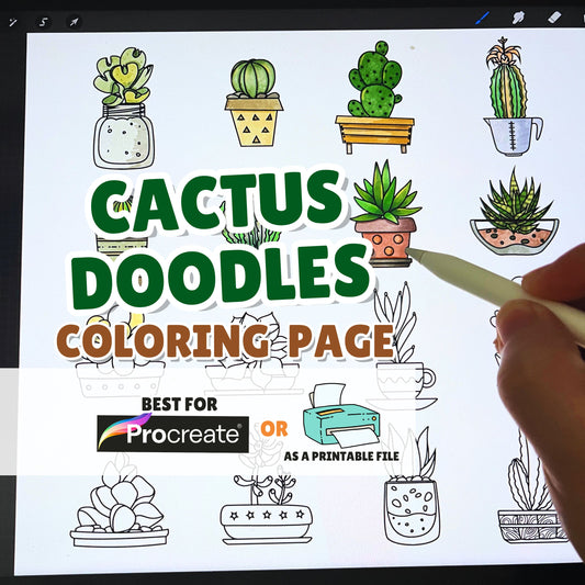 Cactus Doodles Coloring Page